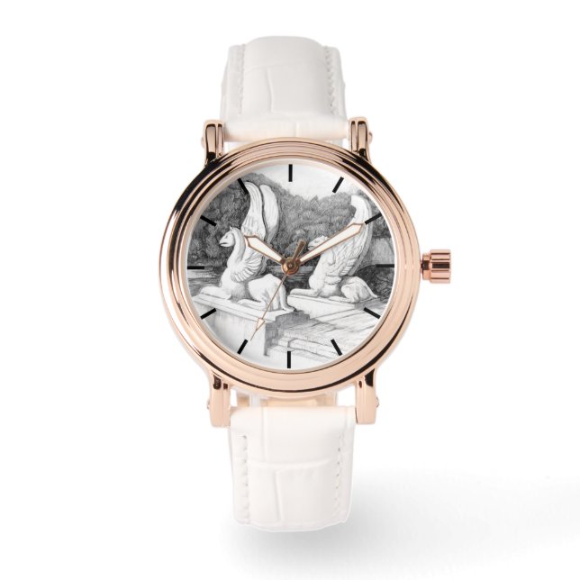 Montre Griffins sculpté crayon monochrome Art (Recto)