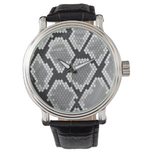 Montre Gris de serpent, blanc et noir