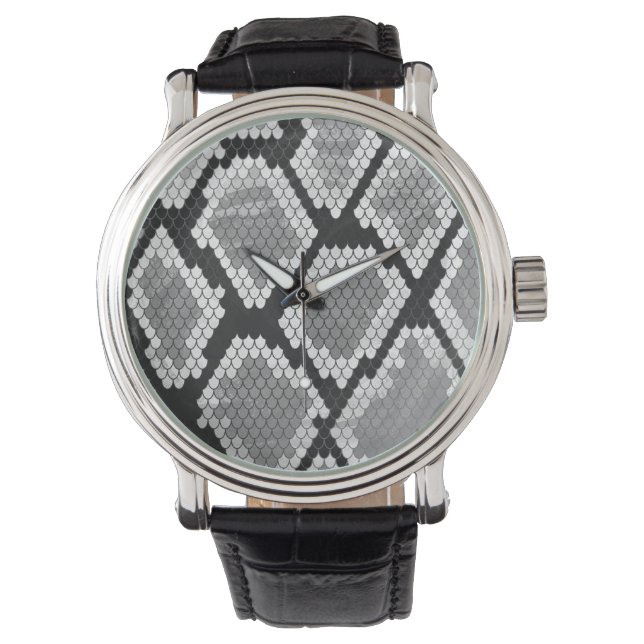 Montre Gris de serpent, blanc et noir (devant)