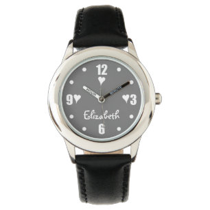Montre Gris et blanc avec coeur et nom