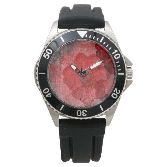 Montre Gris rouge noir Grunge Digital Graphic Art Design (devant)