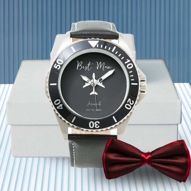Montre Groosman Best Man Watch noir et blanc (Black and White Stylish Groosman Best Man Watch)