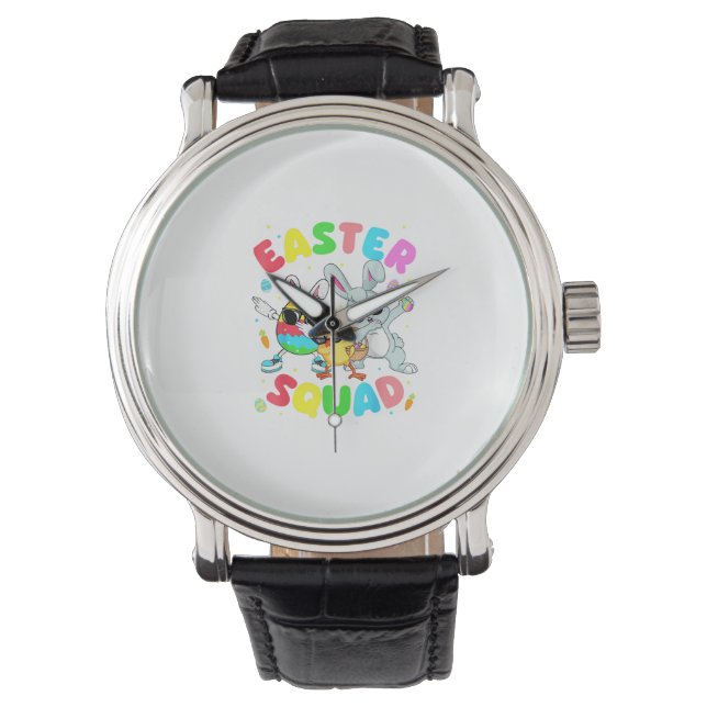 Montre Groovy Funny Rabbit Egg Chick Easter Squad Day Men (devant)