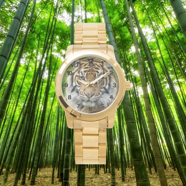 Montre Gros Tigre Sumatran avec chiffres noirs (Créateur téléchargé)