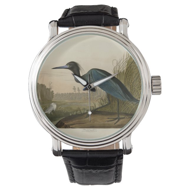 Montre Grue Bleue Heron Audubon Peinture (devant)