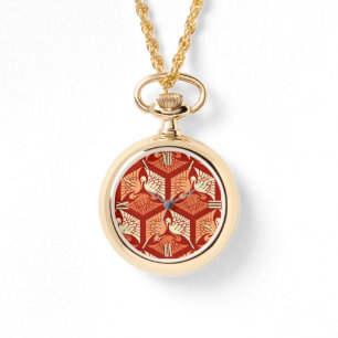 Montre Grues japonaises, mandarin et orange clair
