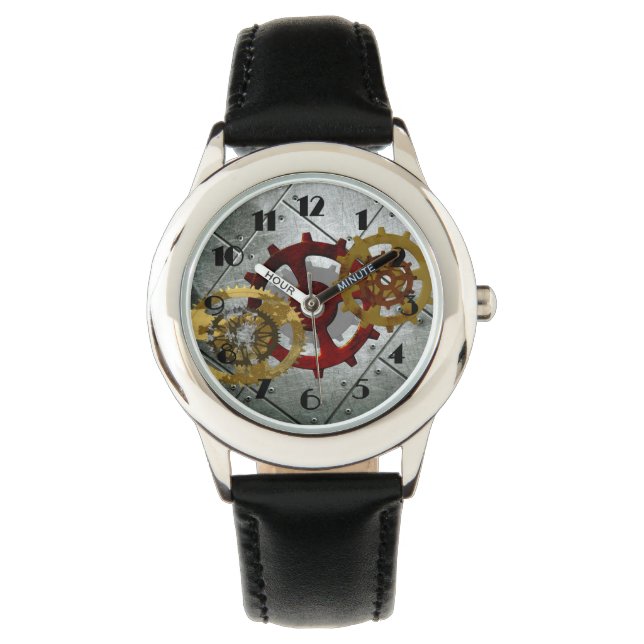 Montre Grunge Steampunk Horloges et engrenages (devant)