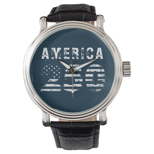 Montre Grunge Text America 250 Blue eWatch Watch (devant)