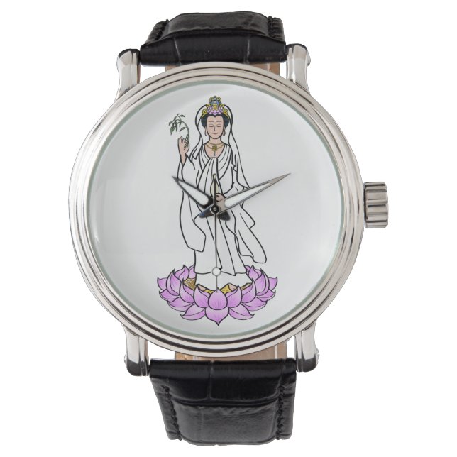 Montre Guan Yin Bodhisattva sur Lotus Flower Watch (devant)