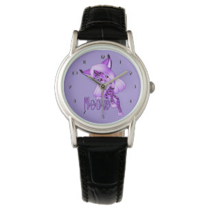 Montre Guetteur de chats mauve-mieu