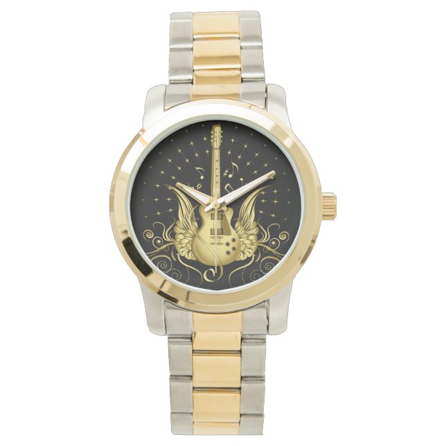 Montre Guitare à ailes dorées (devant)