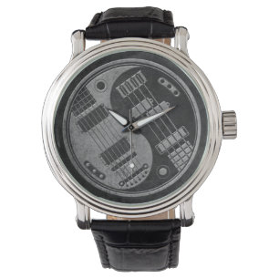 Montre Guitare et Yin bas Yang avec la texture foncée