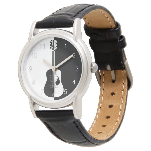 Montre Guitare moderne design noir et blanc Dames bracele (Incliné)