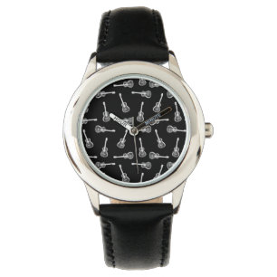Montre Guitares Acoustique Noir & Blanc Design Musique Th
