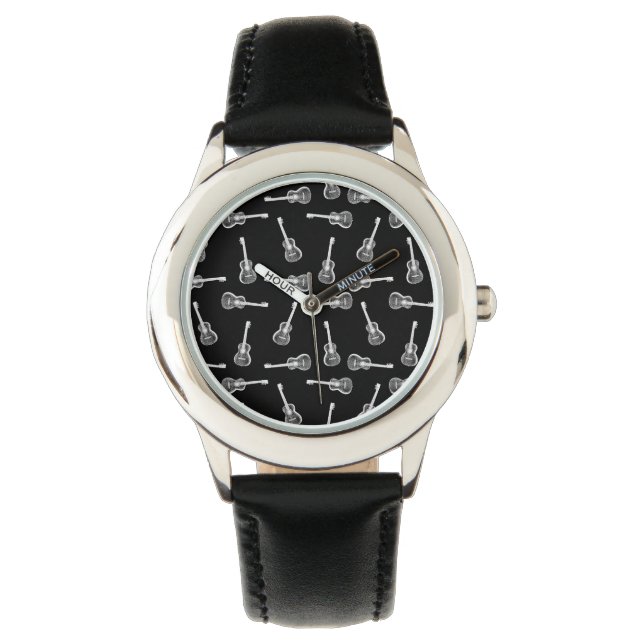 Montre Guitares Acoustique Noir & Blanc Design Musique Th (devant)