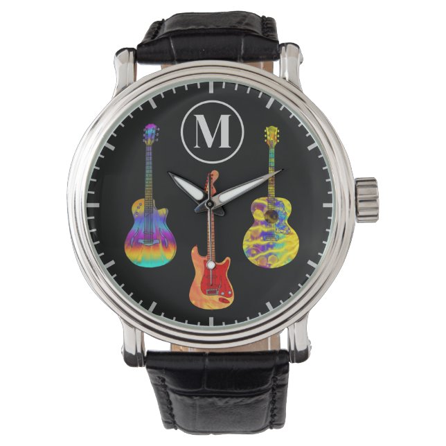 Montre Guitares acoustiques électriques colorées personna (devant)