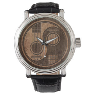Montre Guitares acoustiques Yin Yang avec l'effet en bois