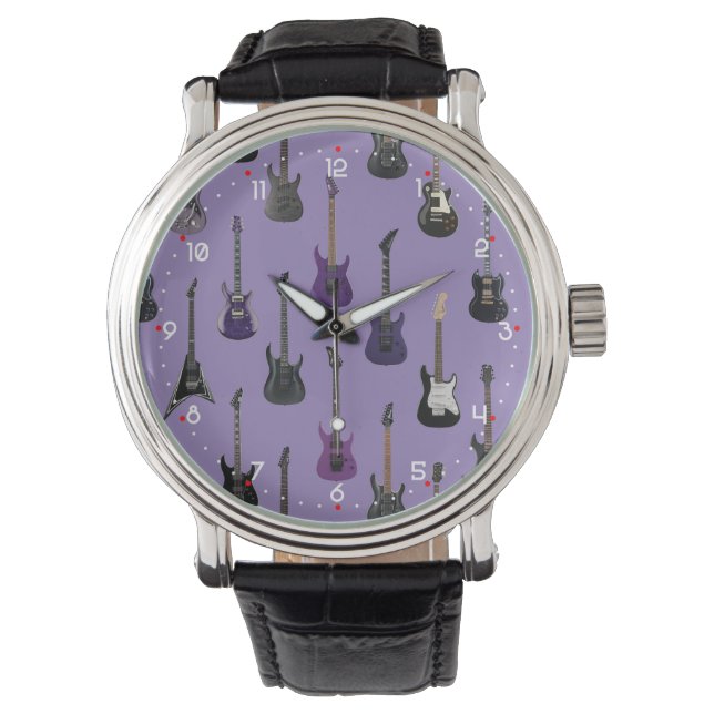 Montre 💜 Guitares électriques violettes Regarde (devant)