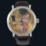 Montre Gustav Klimt : The Kiss<br><div class="desc">Une belle montre classique avec un couple romantique partageant un baiser, peinte par le peintre symboliste autrichien Gustav Klimt.</div>