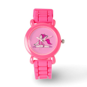 Montre Gymnaste de petite fille sur le rose