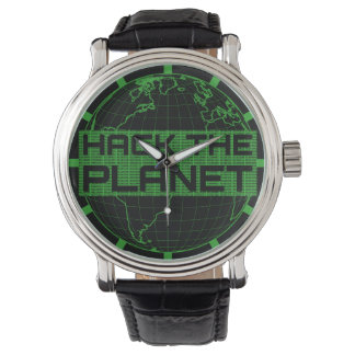 Montre Hack Planet Green Globe Computer Hacker Design