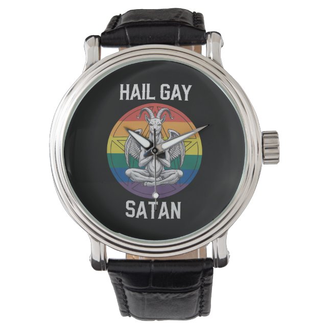 Montre Hail Gay Satan Funny Goth Gothique Goat LGBTQ (devant)