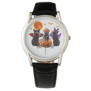 Montre Halloween Chat Noir, Chat Noir Assis Sur Citrouill