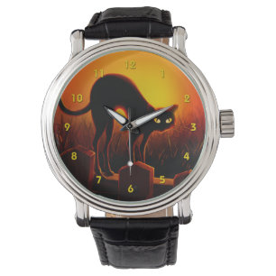 Montre Halloween Chat noir effrayant yeux brillants