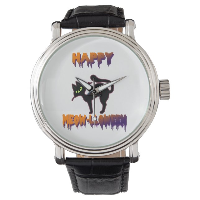 Montre Halloween Citrouille de Chat Noir (devant)
