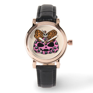 Montre Halloween, Citrouille de visage à motif de crâne