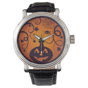 Montre Halloween Jack-o'-lantern citrouille visage et ara