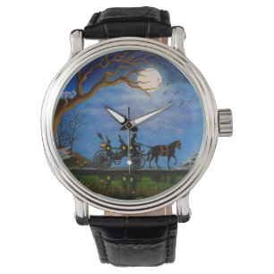 Montre Halloween, mariage, cadeau, cheval, chariot, sorci