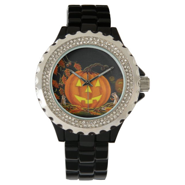 Montre Halloween, montre, Jack-O-Lanterns, pugmunks, auto (devant)