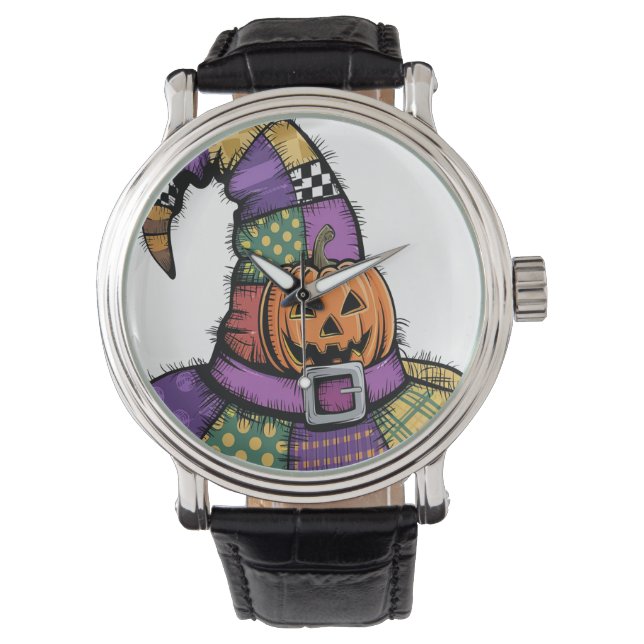 Montre Halloween Patchwork Witch Casquette Éffrayant (devant)