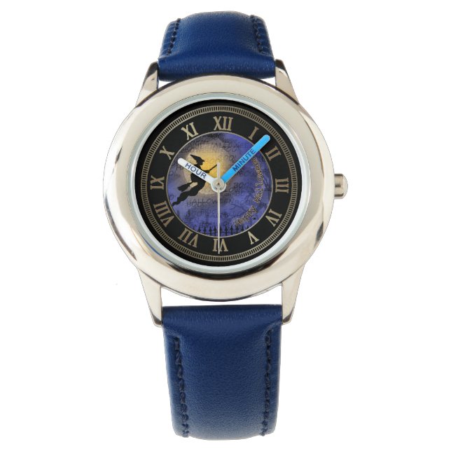 Montre Halloween Pleine lune et sorcière (devant)