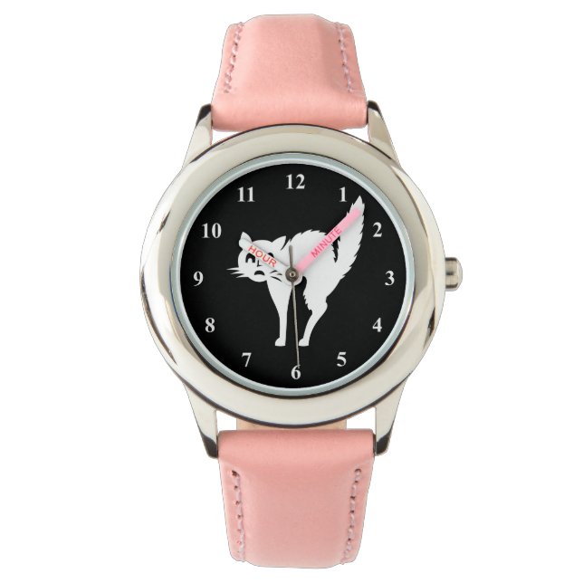 Montre Halloween pour filles | Design de chat effr (devant)