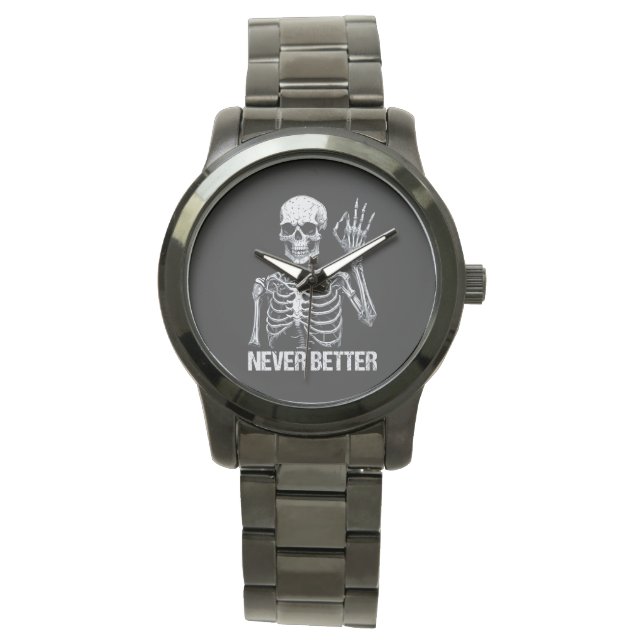 Montre Halloween Skeleton - Jamais mieux je (devant)