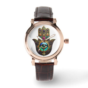 Montre Hamsa Brun Coloré Troisième Oeil Arc-en-ciel