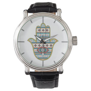 Montre HAMSA Main de Fatima symbole amulet, tribu Aztèqu