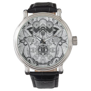 Montre Hamsa Main - Main - en niveaux de gris Fatima
