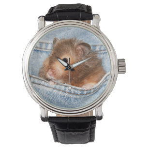 Montre Hamster en jean bleu