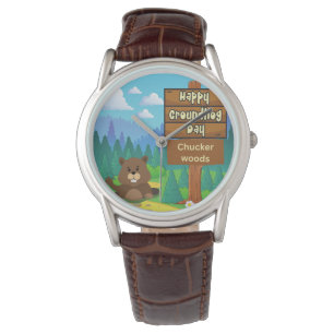 Montre happy ground hog day in woods