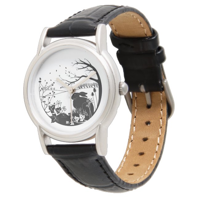 Montre Hare Design Leather Ladies Watch (Incliné)