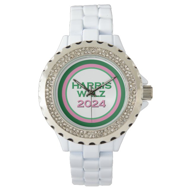 Montre HARRIS WALZ 2024 Accent en pierre rose et verte (devant)