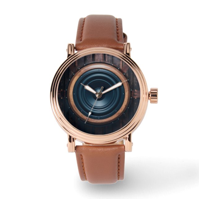 Montre Haut-parleur grave 3D Finition bois (Recto)