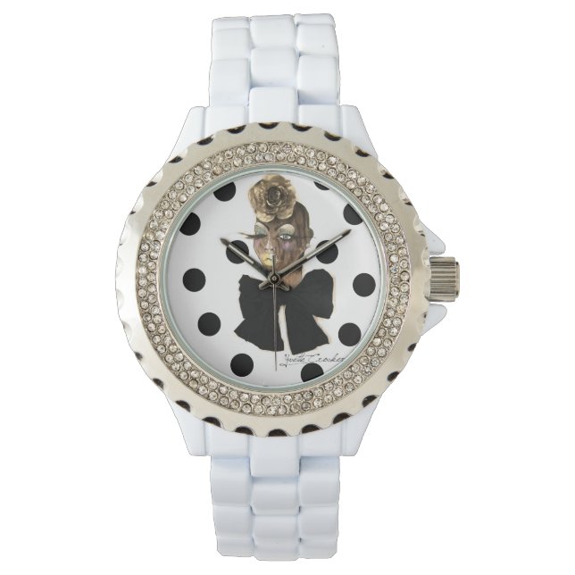 Montre HAUTE Polka Dot Watch Rhinestone Blanc (devant)