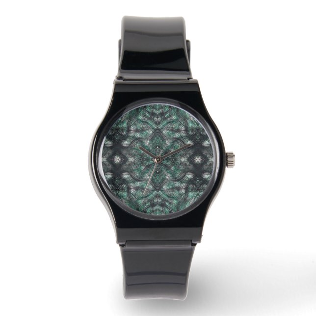 Montre Hauteurs Art Abstrait Aquarelle Vert Foncé (Recto)