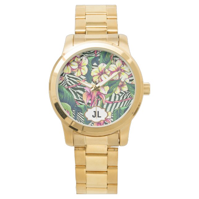 Montre Hawaiian Bold Plumeria brillant Floral Personnalis (devant)