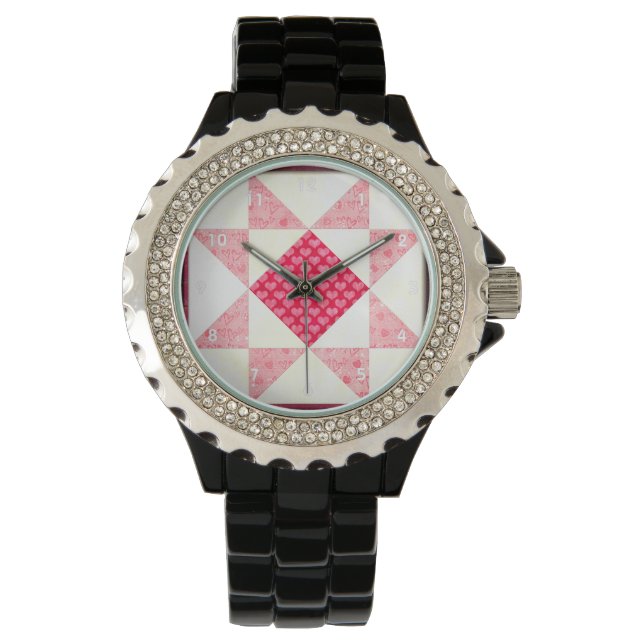 Montre Hearts of Love Quilt Square (devant)