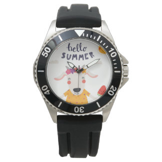 Montre Hello summer acier inoxydabl caoutchou noir
